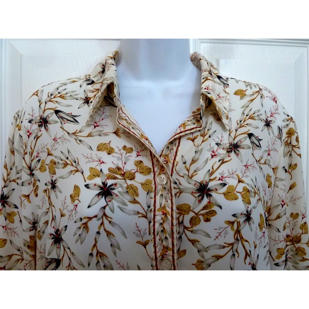 *MAX STUDIO LONDON Sz XL 16/18 Long Sleeve Blouse Cuffed Floral Career Office*